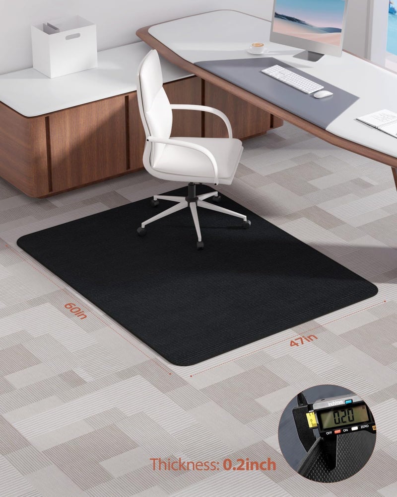 Blvornl Office Chair Mat for Hardwood Floor and Low Pile Carpet, 47" x 60" Corduroy Surface Desk Rolling Chair Mat for Hard Floors, Heavy Duty Carpeted Floor Protector Rug for Home Office, Black - Image 5